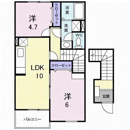 フォレスト金の原II(2LDK/2階)の間取り写真
