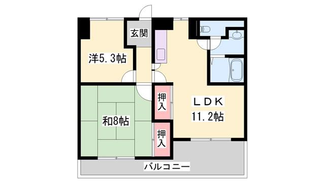 ユニハイツ(2LDK/2階)の間取り写真