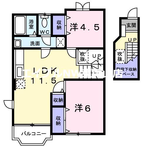 クレストール飛天B(2LDK/2階)の間取り写真