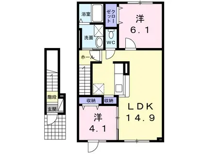 ラビアータ(2LDK/2階)の間取り写真