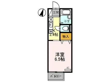ブリュンヒルト(ワンルーム/1階)の間取り写真