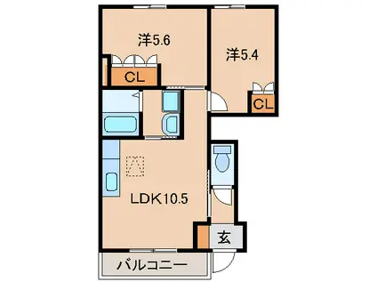 ＪＲ和歌山線 岩出駅 徒歩26分 2階建 築15年(2LDK/1階)の間取り写真