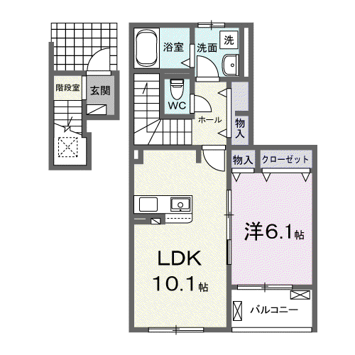クラール 島野 A(1LDK/2階)の間取り写真