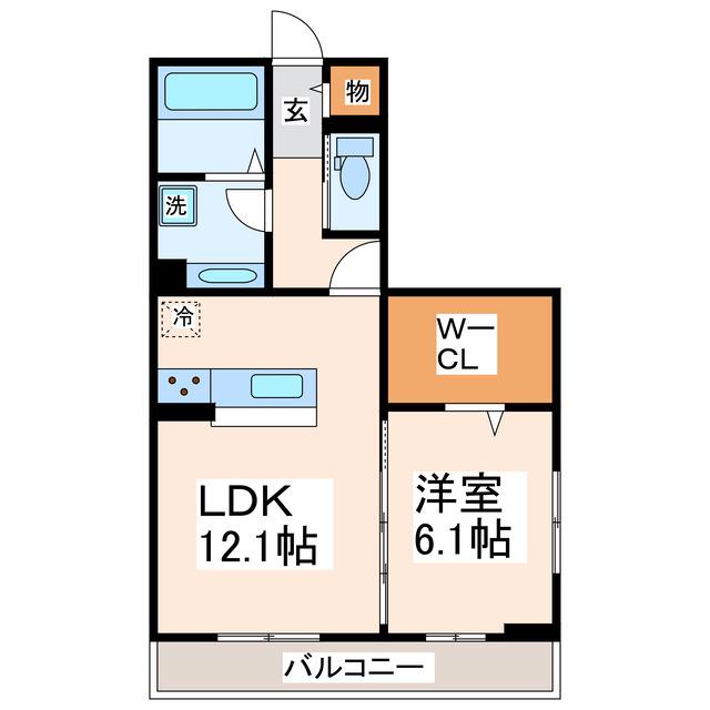 マーレ京町(1LDK/3階)の間取り写真