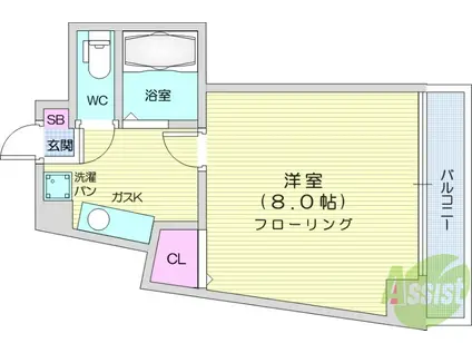 マンションマムリン(1K/4階)の間取り写真