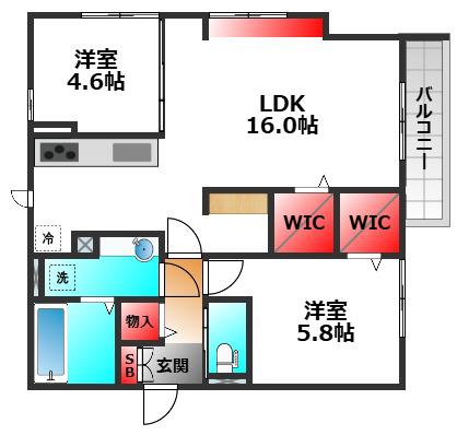 エイトデイジー(2LDK/1階)の間取り写真