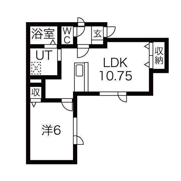 サンコート樽川(1LDK/2階)の間取り写真