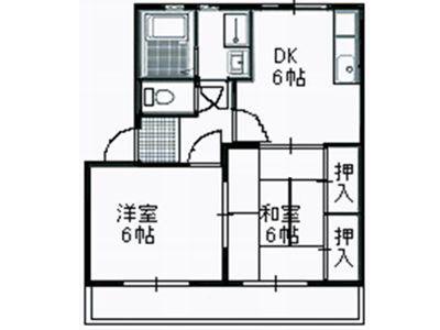 シティオフェリズ(2DK/2階)の間取り写真