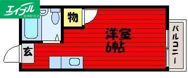 コーポ ルミナス B(ワンルーム/1階)の間取り写真