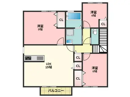 メゾンシンセリティ(3LDK/2階)の間取り写真