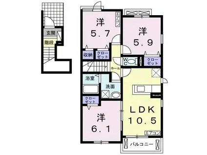 アルコバレーノ D(3LDK/2階)の間取り写真