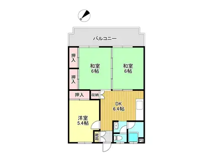 サンハイム松村(3DK/2階)の間取り写真