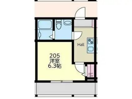 プレミアムコート瀬谷(1K/2階)の間取り写真