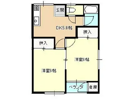 ケンハウスA(2DK/1階)の間取り写真