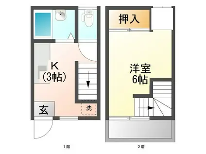 アパートメントP・I(1K/1階)の間取り写真