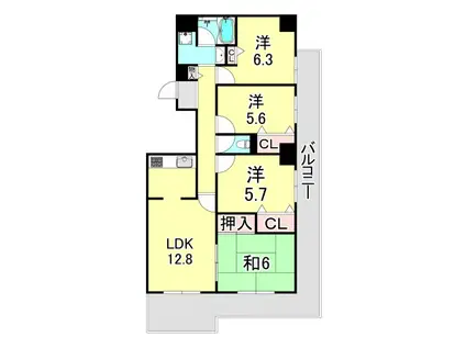 パラツィーナセシリア仁川弐番館(4LDK/6階)の間取り写真