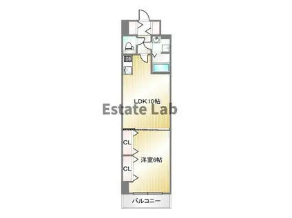 メルディアキューブ新長田(1LDK/8階)の間取り写真