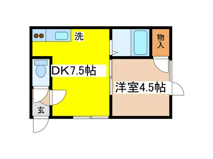 アイランドハイツ(1DK/2階)の間取り写真