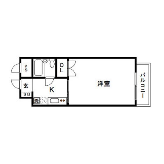 ヴェルコート上幟(1K/4階)の間取り写真