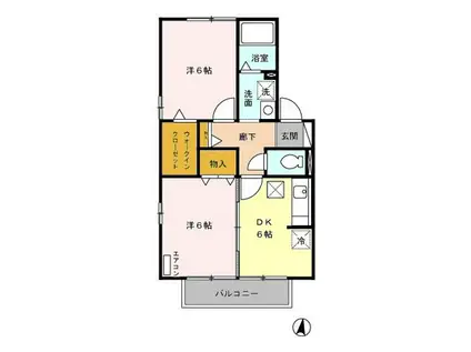 シャルール I・II・III(2DK/1階)の間取り写真