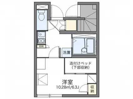 レオパレスE柳原(1K/1階)の間取り写真