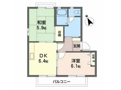 アビーロードC(1LDK/2階)の間取り写真