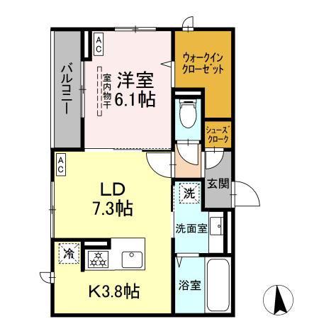 CLASSEUM仙台小田原 IV(1LDK/2階)の間取り写真