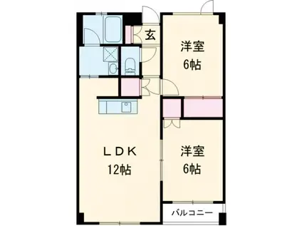 バーニーズブルー(2LDK/1階)の間取り写真