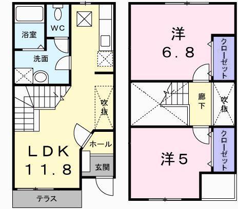 メゾンレリア(2LDK/1階)の間取り写真