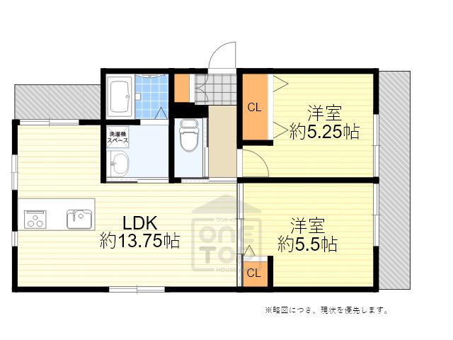AMOUR FLEURIR 若竹(2LDK/1階)の間取り写真