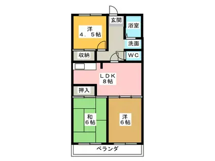 グランドパレス白鳥(3DK/2階)の間取り写真