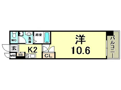 エスライズ新神戸(1K/7階)の間取り写真