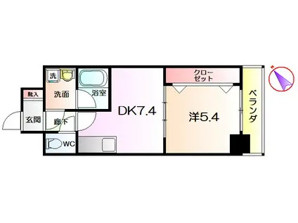 シティーコート大小路駅前(1DK/8階)の間取り写真