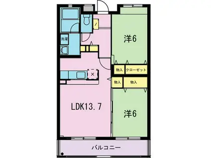 ジューダンブルクII(2LDK/3階)の間取り写真