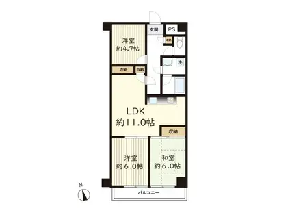 ライオンズマンション生田-403(3LDK/4階)の間取り写真