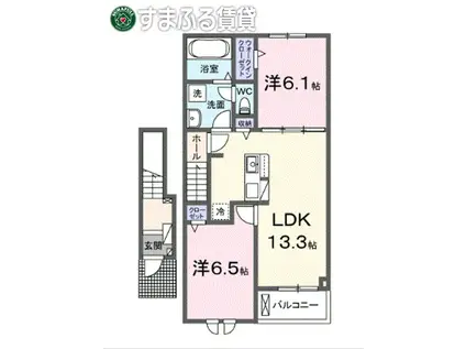 ガラシアII(2LDK/2階)の間取り写真