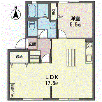 スプラウトハイツ(1LDK/1階)の間取り写真
