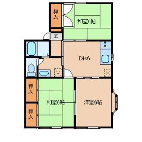 セジュール雷I(3DK/1階)の間取り写真