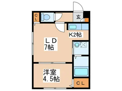 LOCOVERSO月寒東(1LDK/2階)の間取り写真