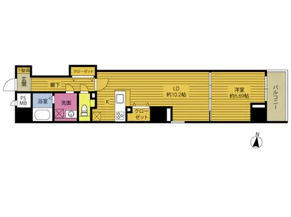 エレグランス府内(1LDK/2階)の間取り写真