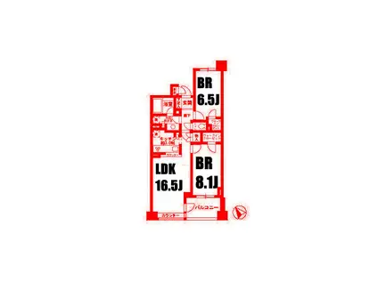 グランブリエ横濱山下公園302(2LDK/3階)の間取り写真