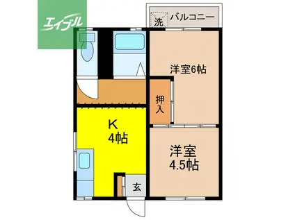 松隈アパート(2K/2階)の間取り写真