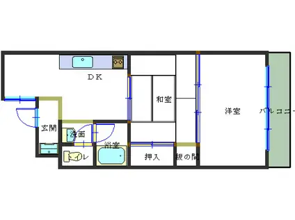 滝ビル(2DK/3階)の間取り写真