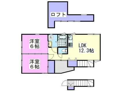 WADA BLD(2LDK/3階)の間取り写真