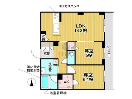 ベルスウィート(2LDK/2階)の間取り写真