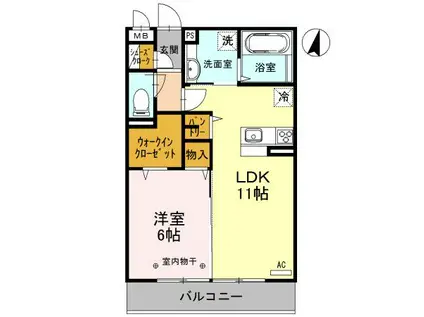 ラ・レーヴ(1LDK/3階)の間取り写真