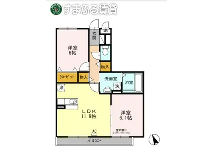 GARDEN PARTY(2LDK/2階)の間取り写真