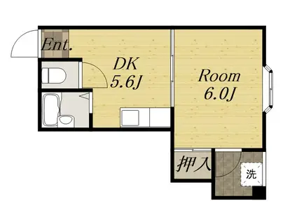 スインスィアフナコシ(1DK/2階)の間取り写真
