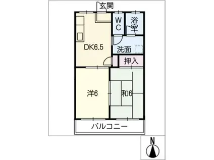 サンライフ西条(2DK/1階)の間取り写真