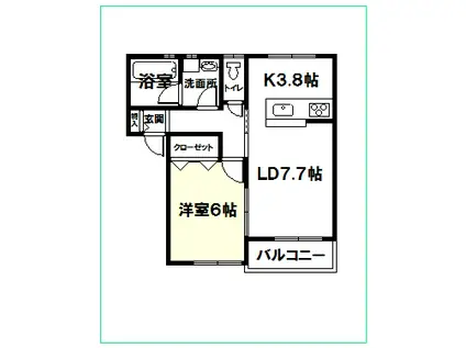 アーバニズム98A(1LDK/1階)の間取り写真